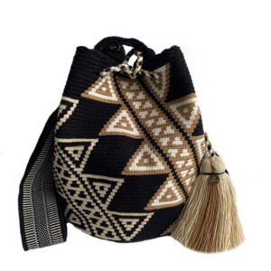 Czarna szydełkowa torebka worek w etniczny wzór MASAYA